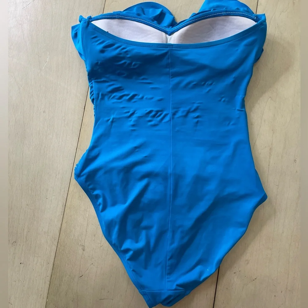 La Blanca Blue Ruffled One Piece‎ Swimsuit